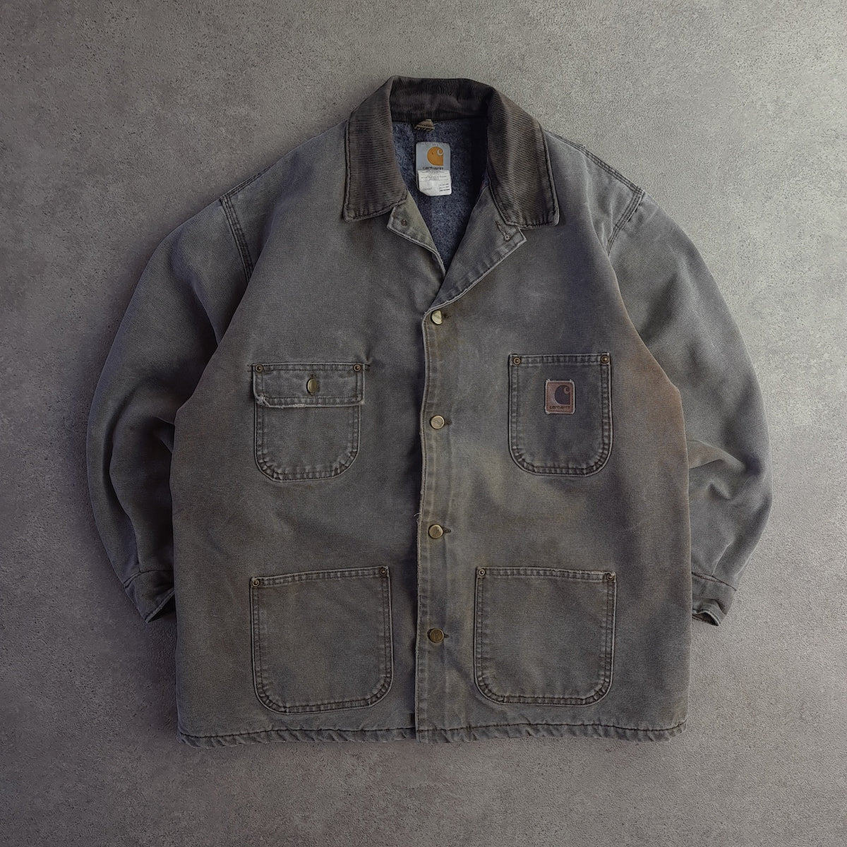 Vintage Carhartt C02 CHT Blanket Lined Distressed Chore Coat