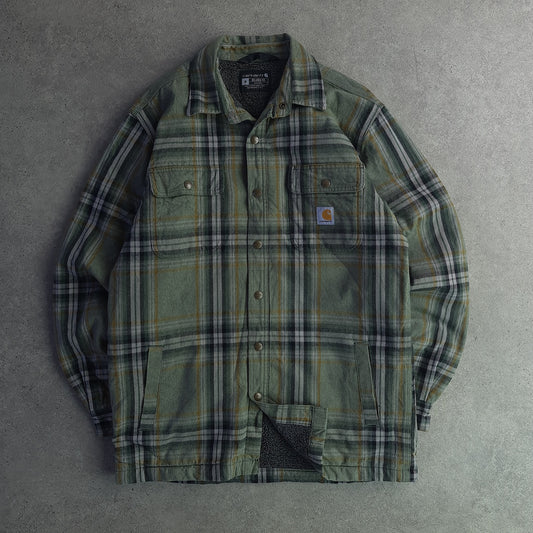 Carhartt Relaxed Fit Sherpa Lined Flannel Shirt Shacket