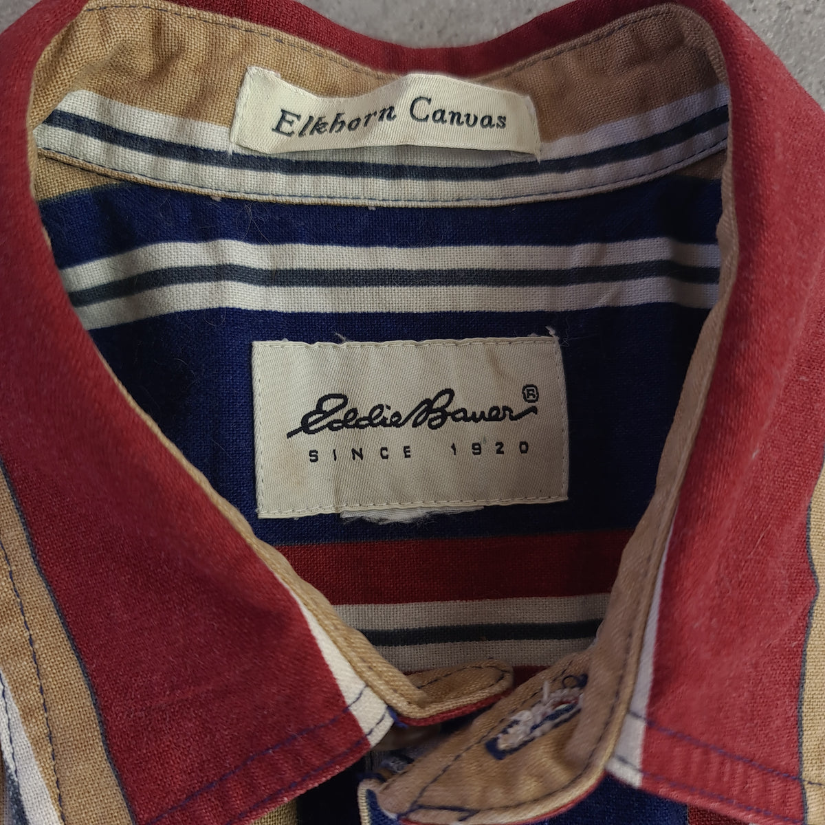 Vintage Eddie Bauer Elkhorn Canvas Striped Shirt