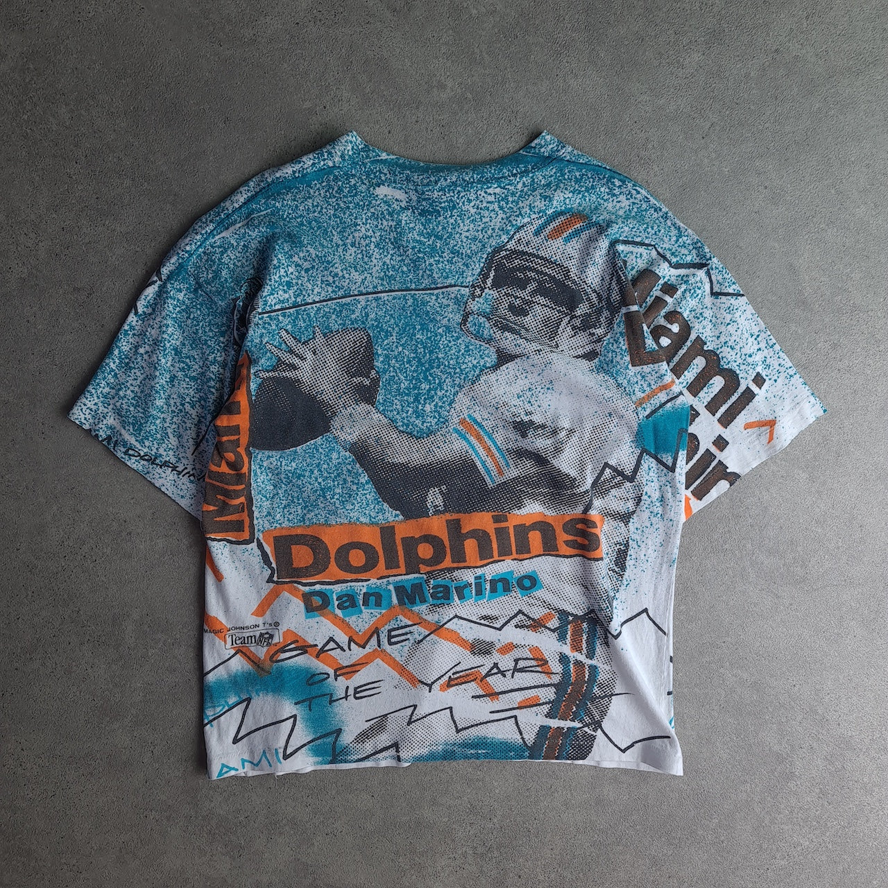 Vintage Miami Dolphins All Over Print Dan Marino T-Shirt