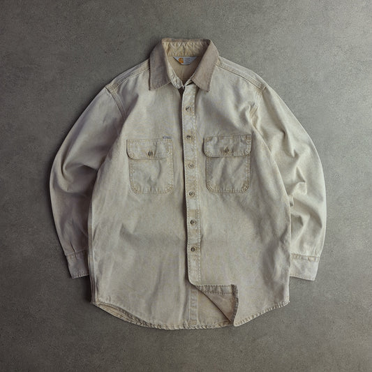 Vintage 90s Carhartt Rugged Outdoor Wear Canvas Shirt with Corduroy Collar