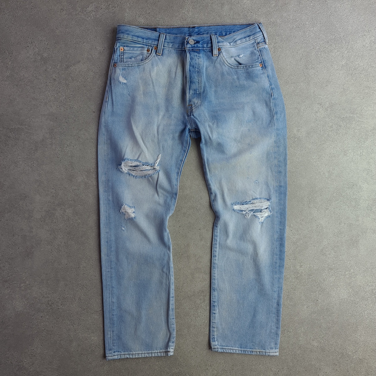 Levi's 501 Light Wash Distressed Ripped Jeans