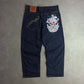 Y2K Ed Hardy 'Love Kills Slowly' Embroidered Dark Wash Jeans