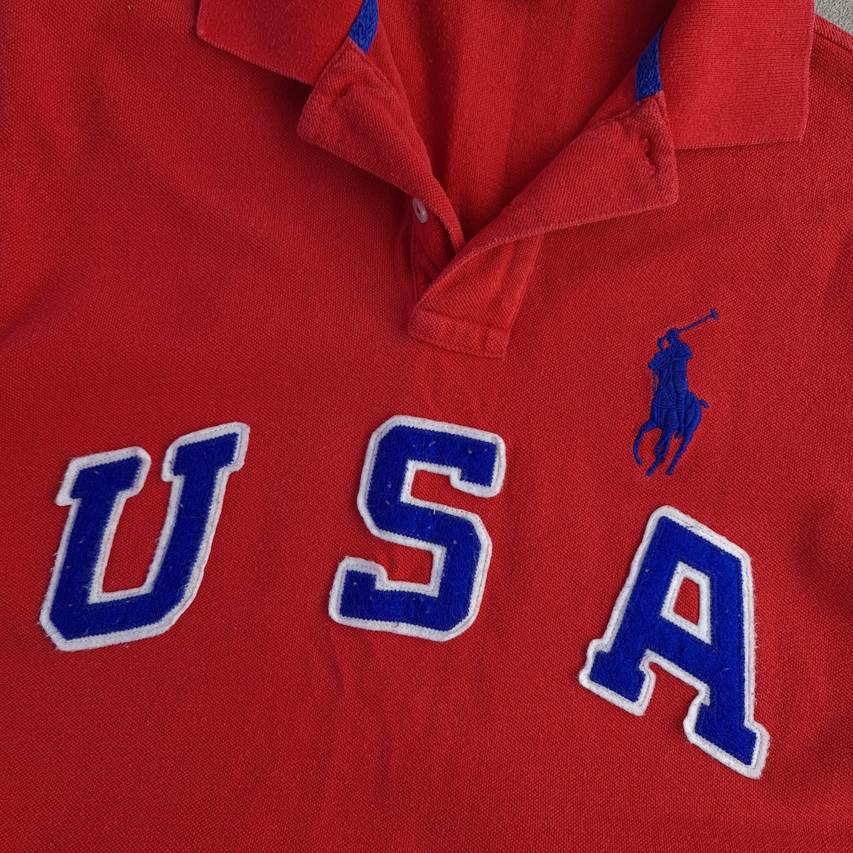 Vintage Polo Ralph Lauren USA Spellout Custom Fit Polo Shirt