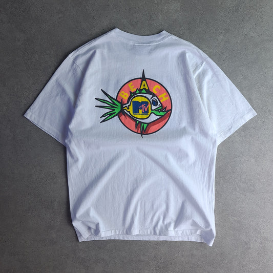 Vintage MTV Beach Trident Gum Back Print T-Shirt