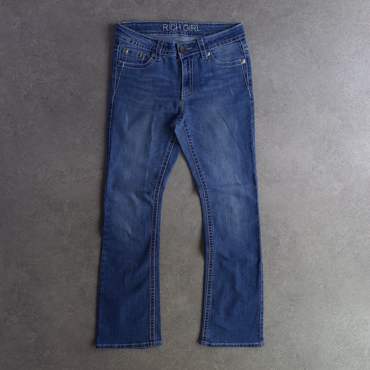 Y2K Rich Girl Embellished Mid Rise Bootcut Jeans