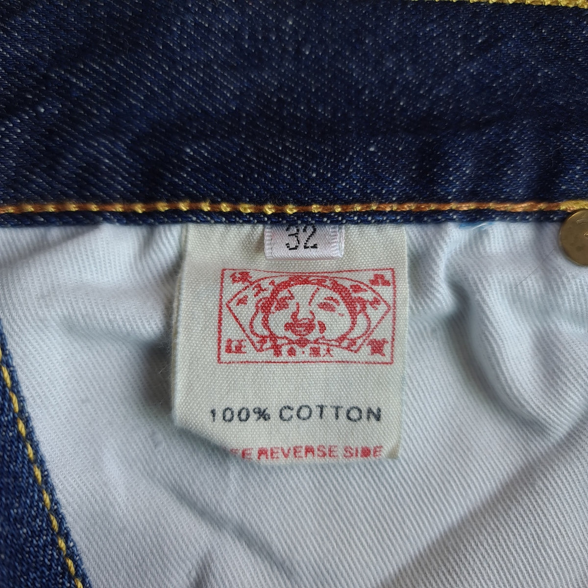 Y2K Evisu Face Print Button Fly Jeans