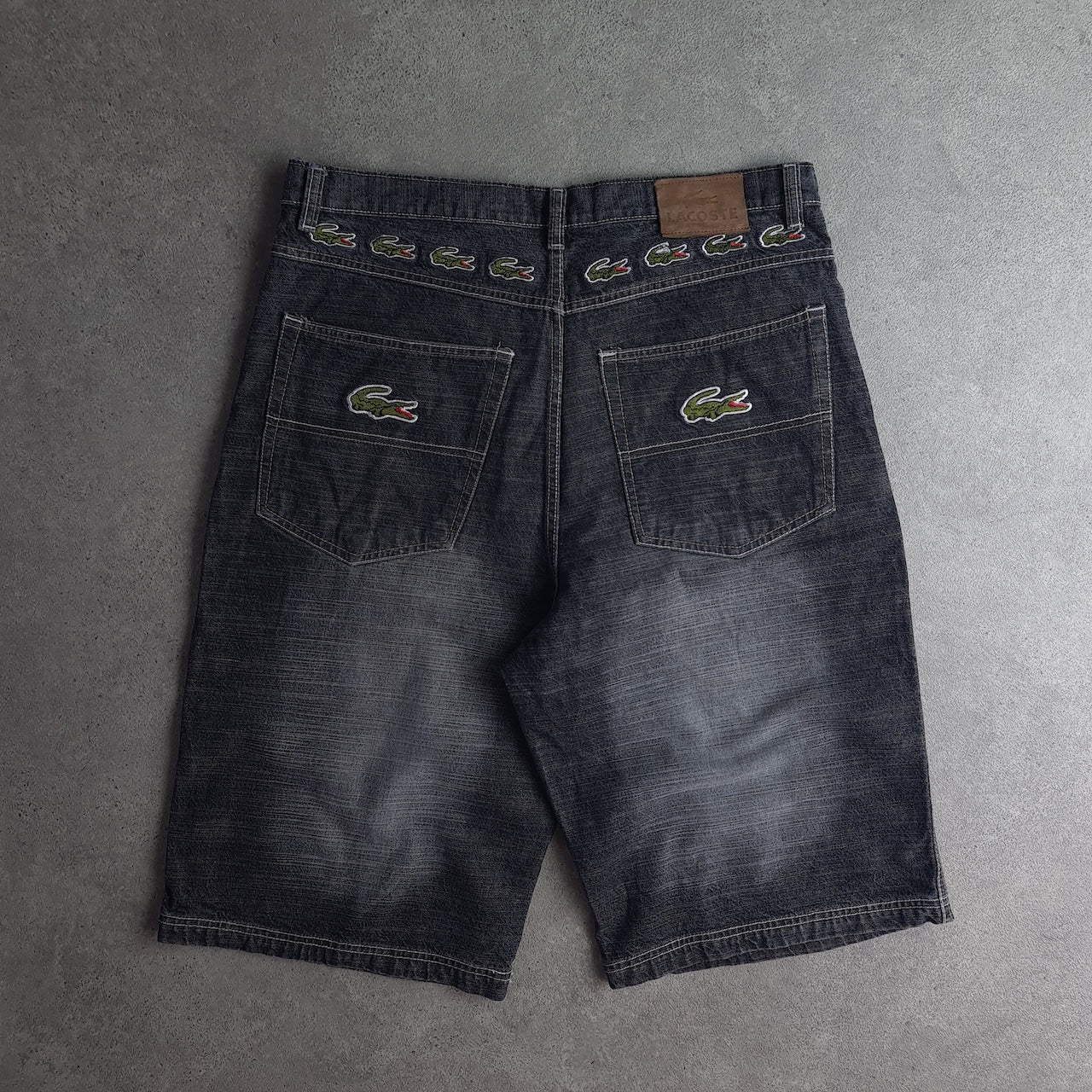 Y2K Lacoste Dark Wash Embroidered Baggy Denim Jorts