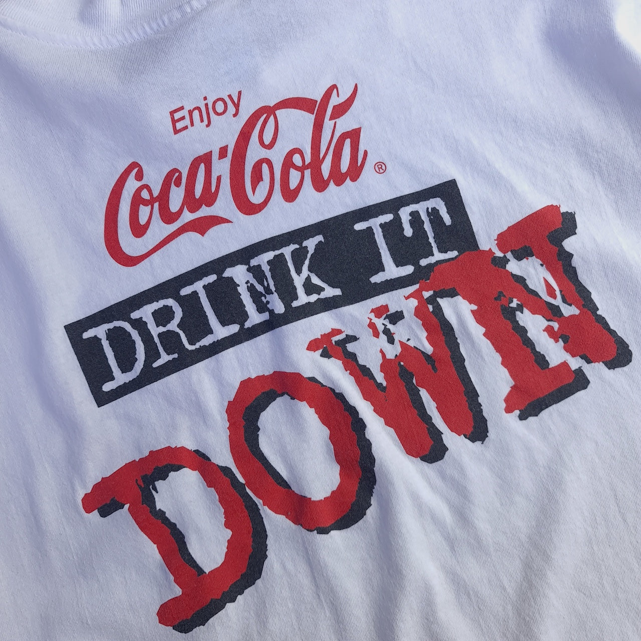 Vintage Coca Cola Drink it Down Back Print T-Shirt