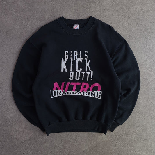 Vintage Girls Kick Butt Drag Racing Sweatshirt