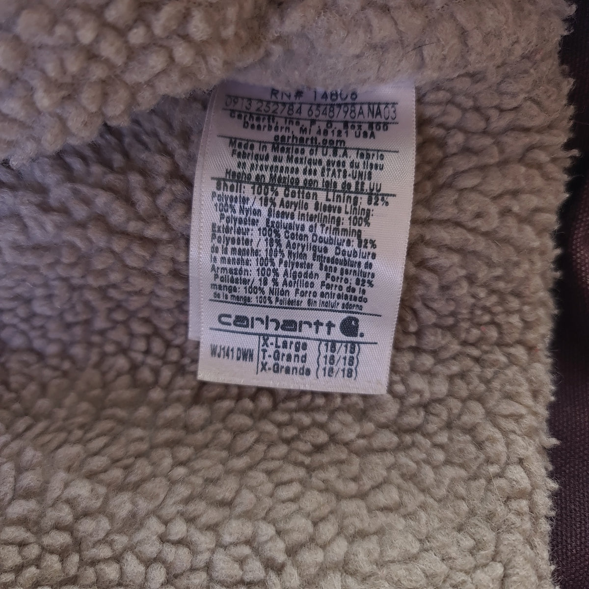 Vintage Carhartt WJ141 DWN Distressed Sandstone Sierra Jacket