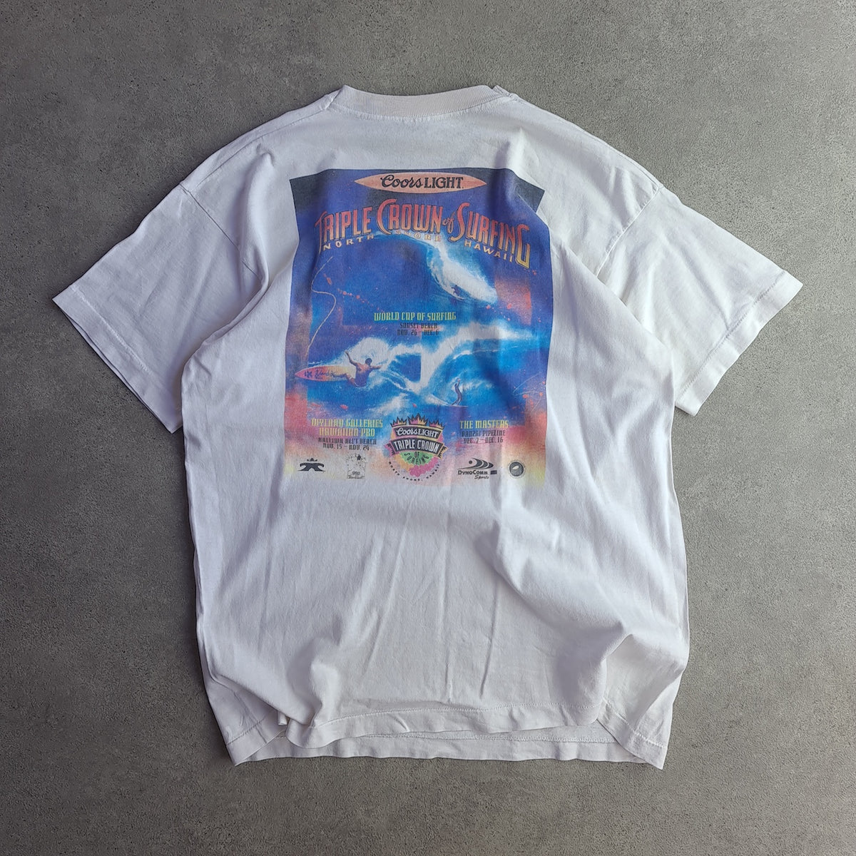 Vintage North Shore Triple Cown Of Surfing Hawaii Back Print T-Shirt