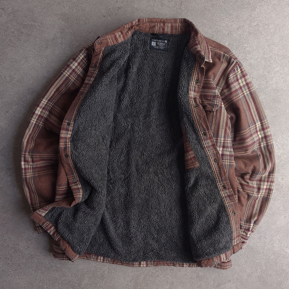 Carhartt Relaxed Fit Sherpa Lined Flannel Check Shirt Jacket