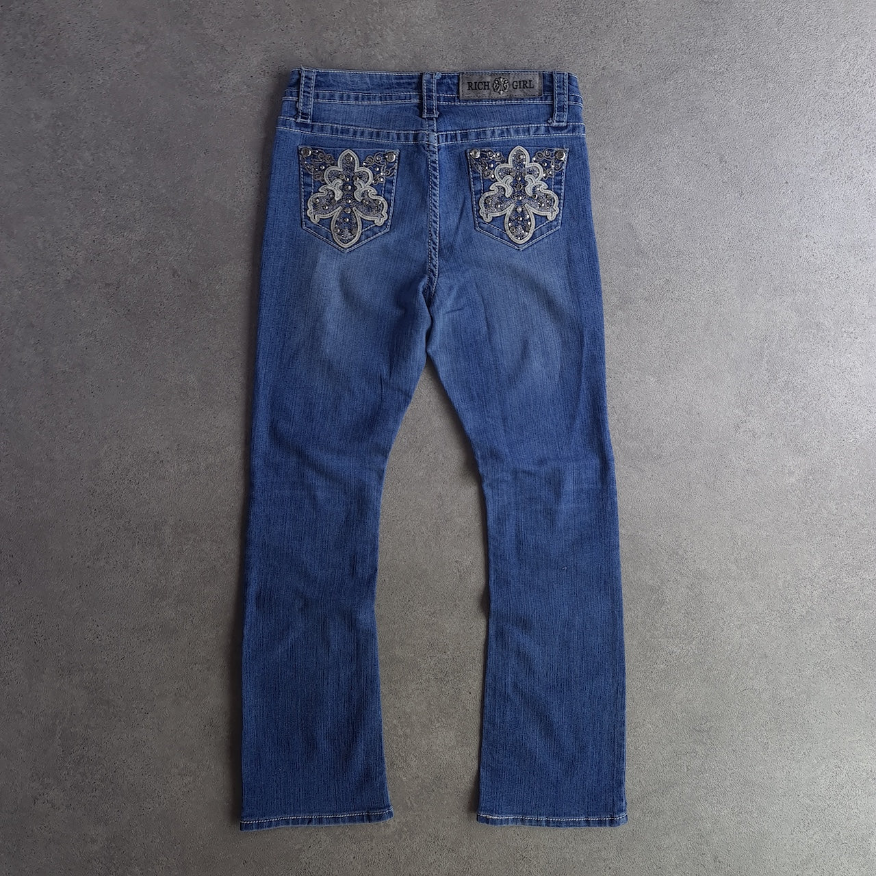 Y2K Rich Girl Embellished Mid Rise Bootcut Jeans