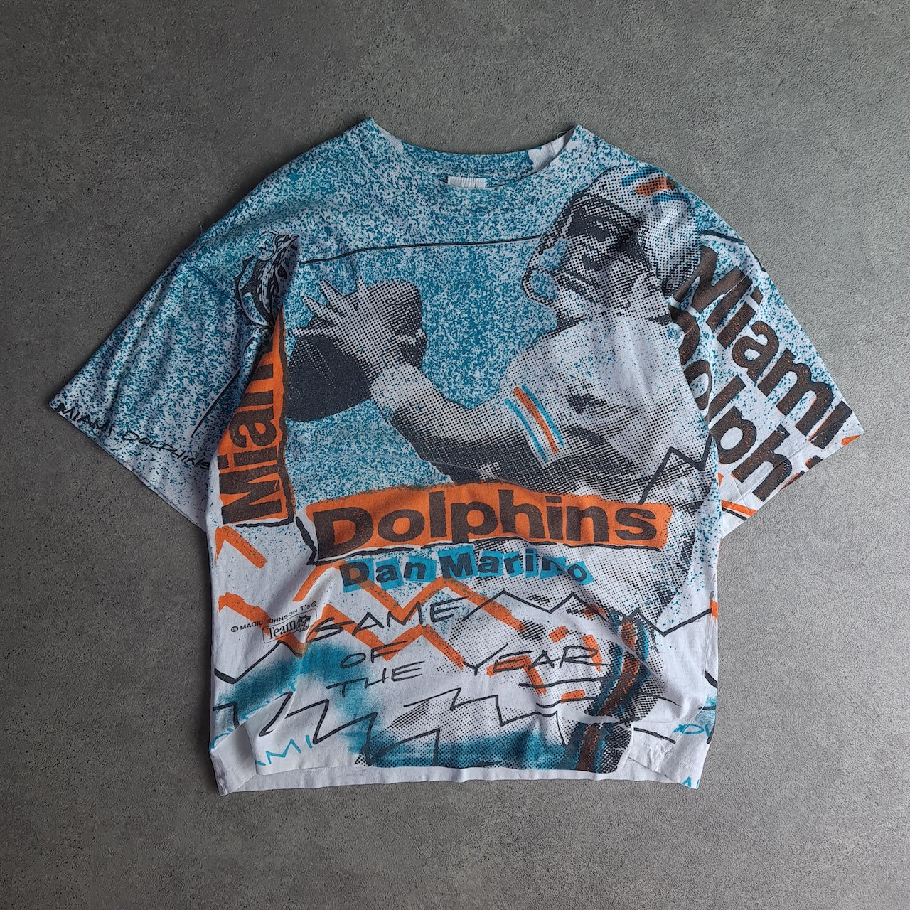 Vintage Miami Dolphins All Over Print Dan Marino T-Shirt