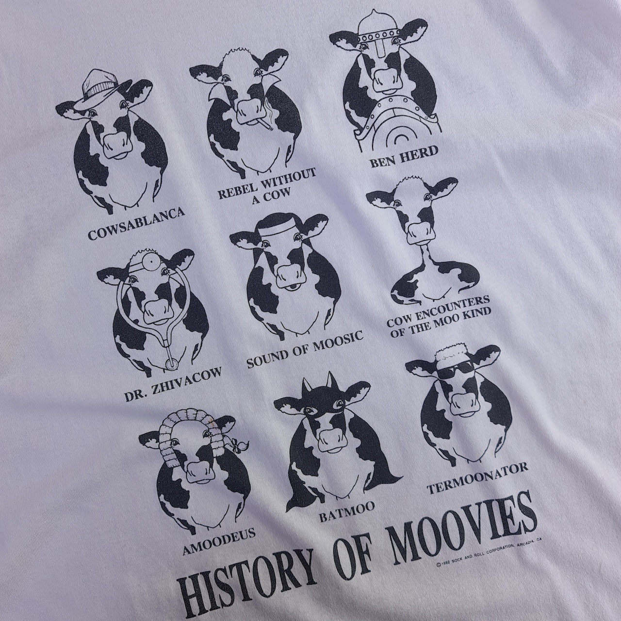 Vintage 1992 History of Moovies Cows T-Shirt