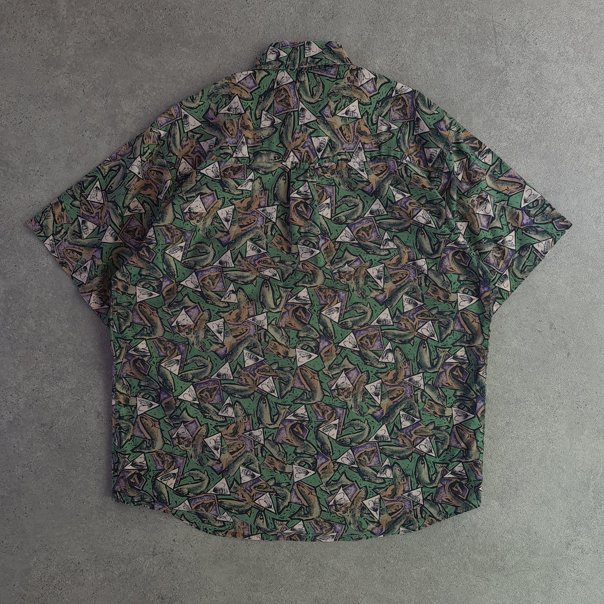 Vintage Columbia Short Sleeve Fishing Patterned Shirt