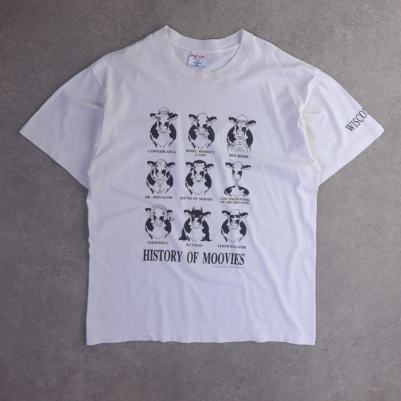 Vintage 1992 History of Moovies Cows T-Shirt
