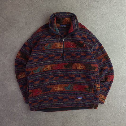 Vintage Patagonia Synchilla Aztec Print Half Zip Fleece Pullover
