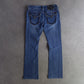 Y2K Miss Me J55672B2 Mid Rise Boot Cut Embroidered Jeans