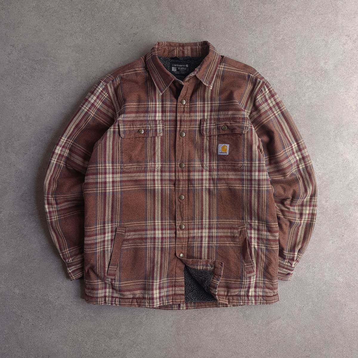 Carhartt Relaxed Fit Sherpa Lined Flannel Check Shirt Jacket