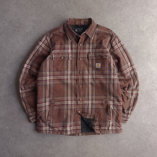 Carhartt Relaxed Fit Sherpa Lined Flannel Check Shirt Jacket