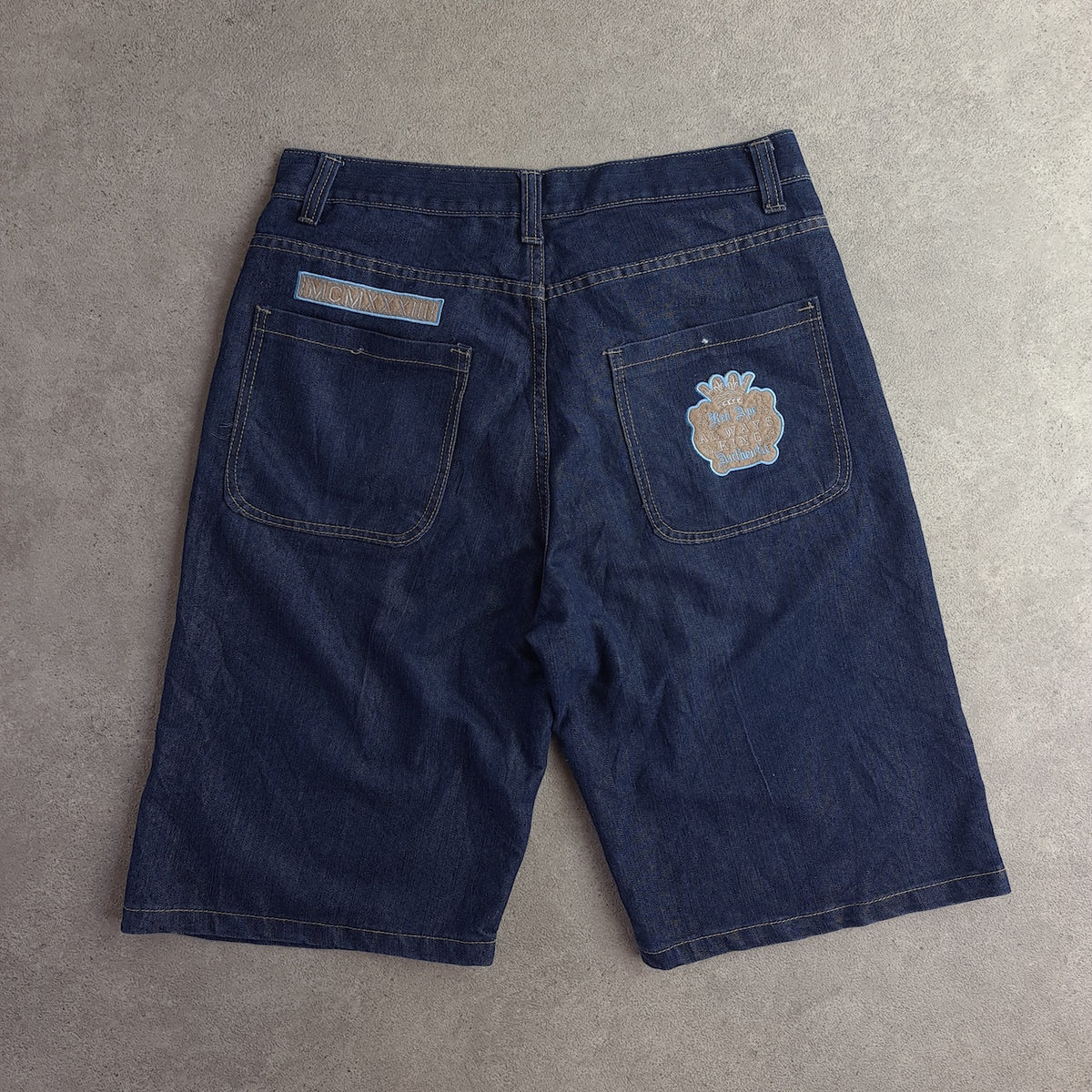 Red Ape Y2K Embroidered Baggy Denim Jorts