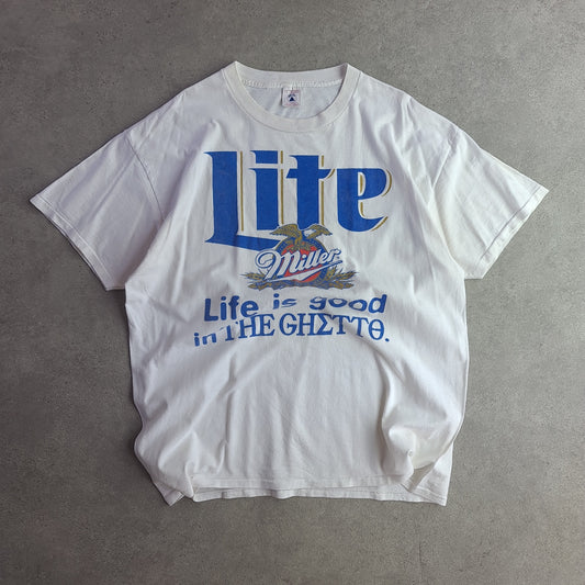 Vintage 90s Miller Lite Life Is Good In the Ghetto T-Shirt