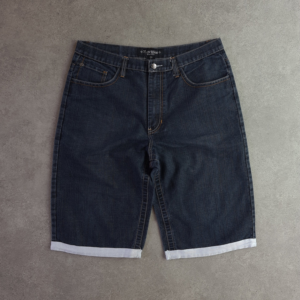 Vintage Y2K Raw Blue Embroidered Denim Jorts