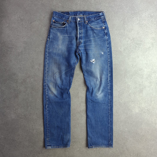 Y2K Levi's 501 Distressed Rinsed Indigo Jeans