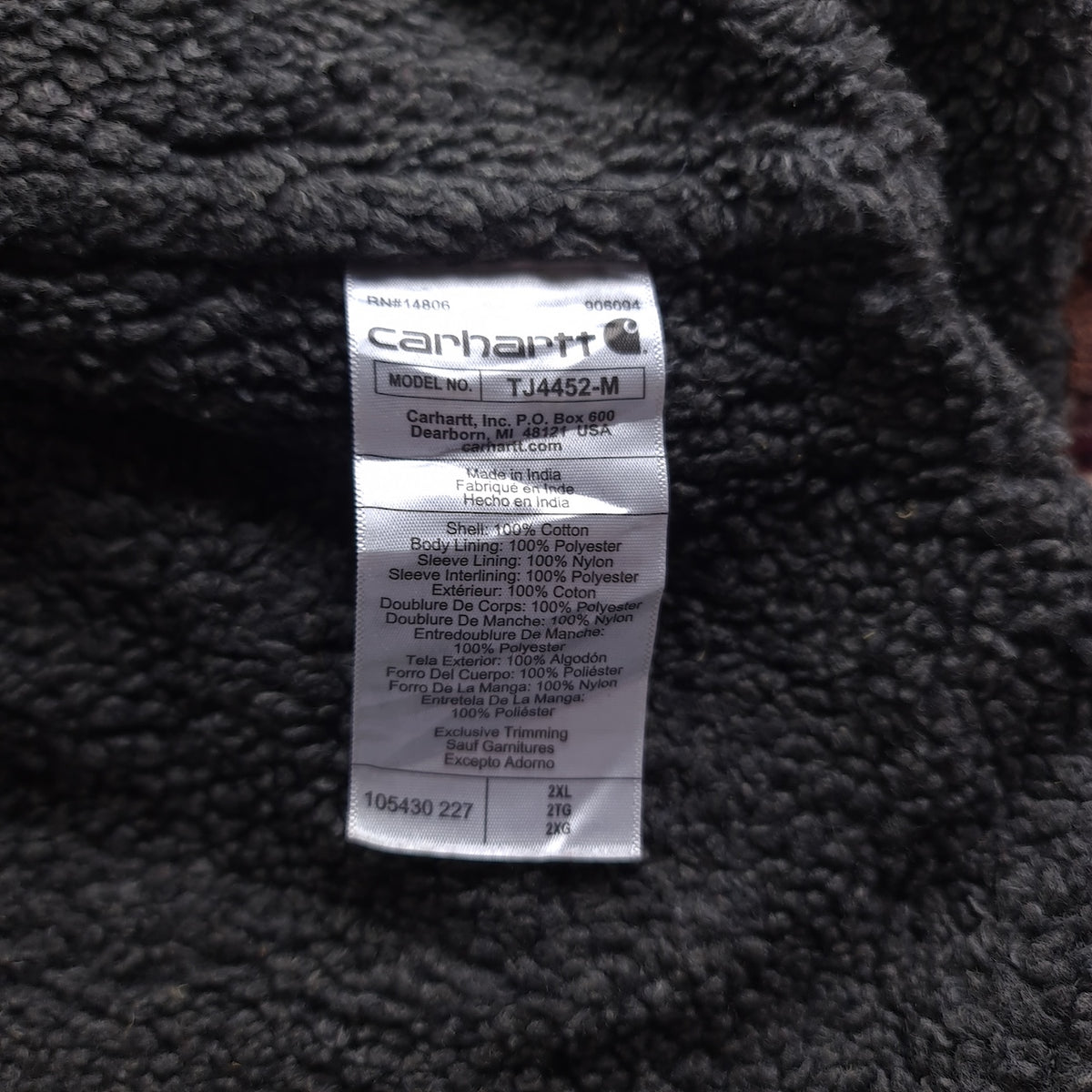 Carhartt Relaxed Fit Sherpa Lined Flannel Check Shirt Jacket