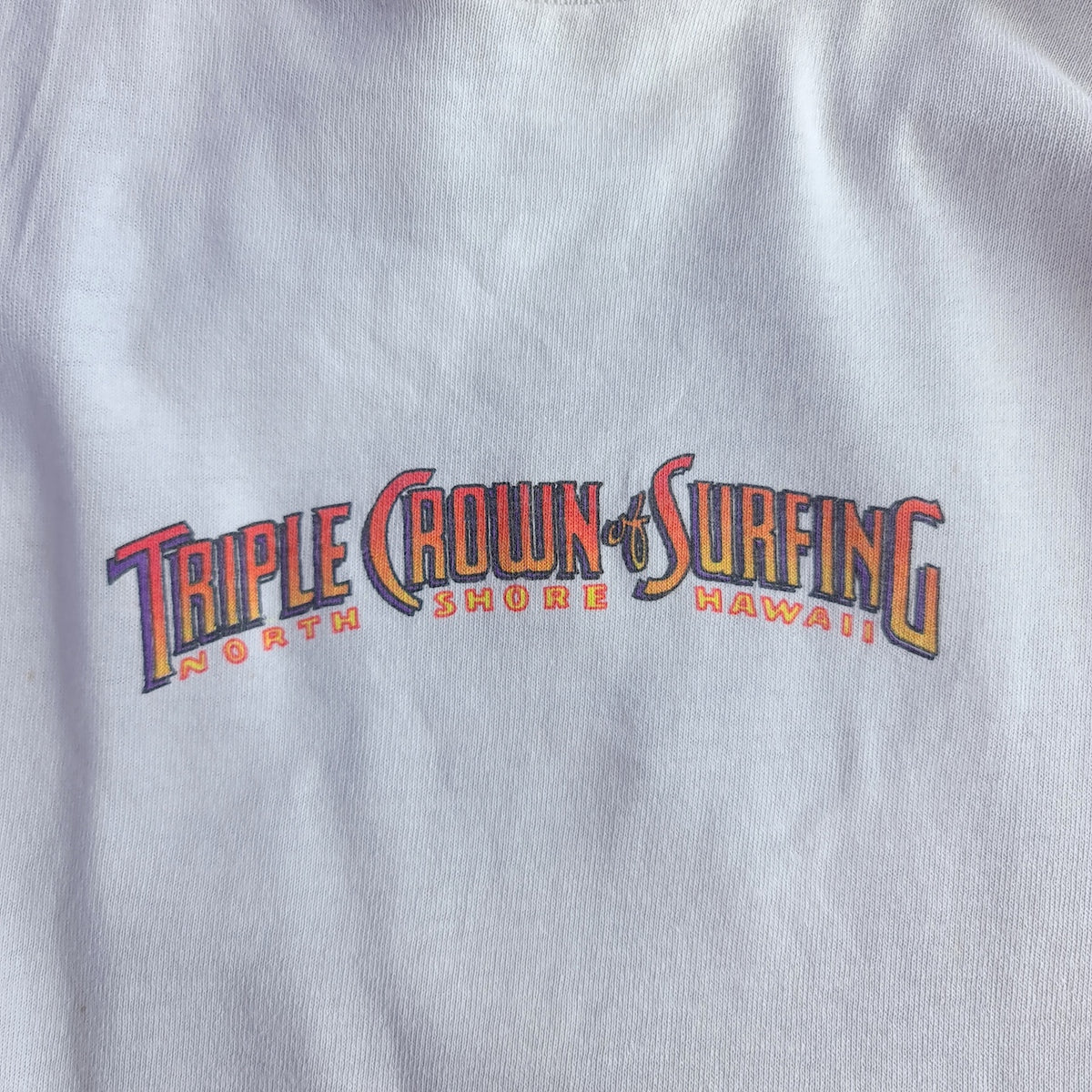 Vintage North Shore Triple Cown Of Surfing Hawaii Back Print T-Shirt