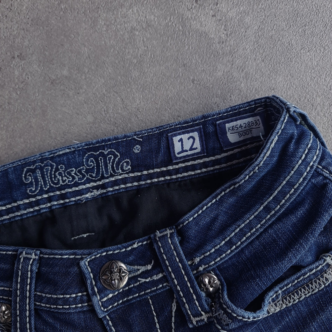 Y2K Miss Me KE5428B3J Embellished Mid Rise Bootcut Jeans
