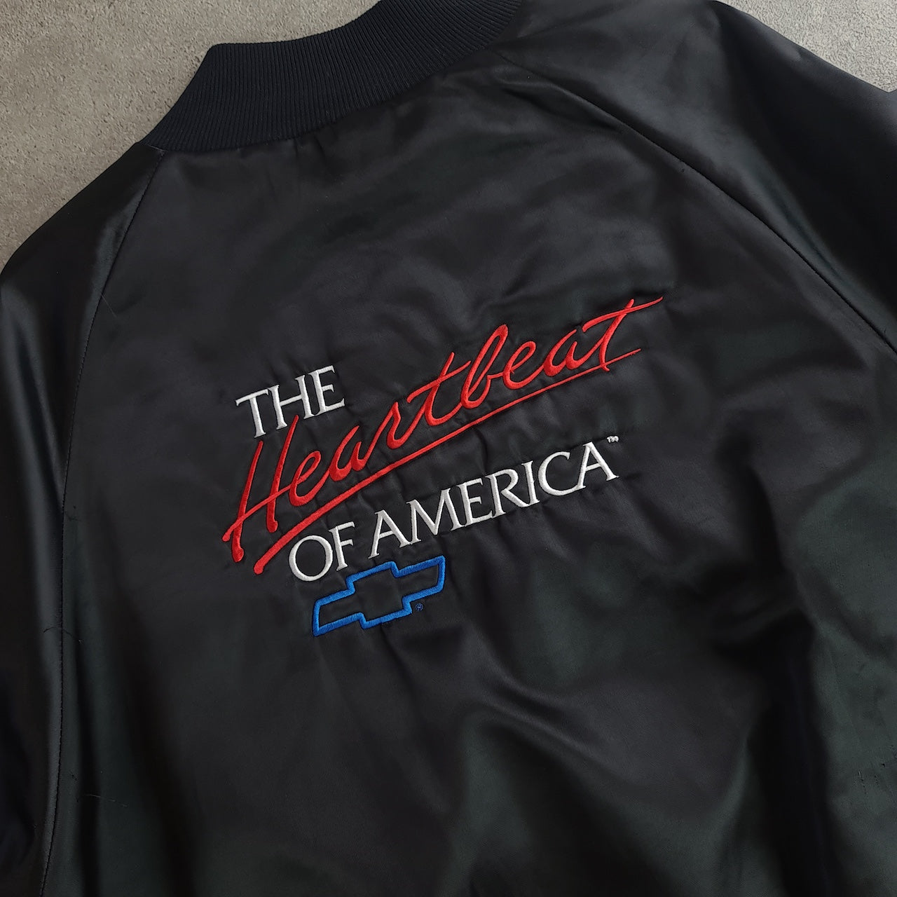 Vintage West Ark USA Chevrolet Haertbeat Satin Bomber Jacket