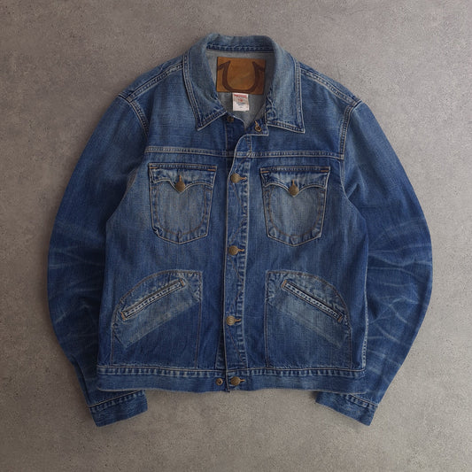 True Religion Daltry Snake Eyes Denim Trucker Jacket