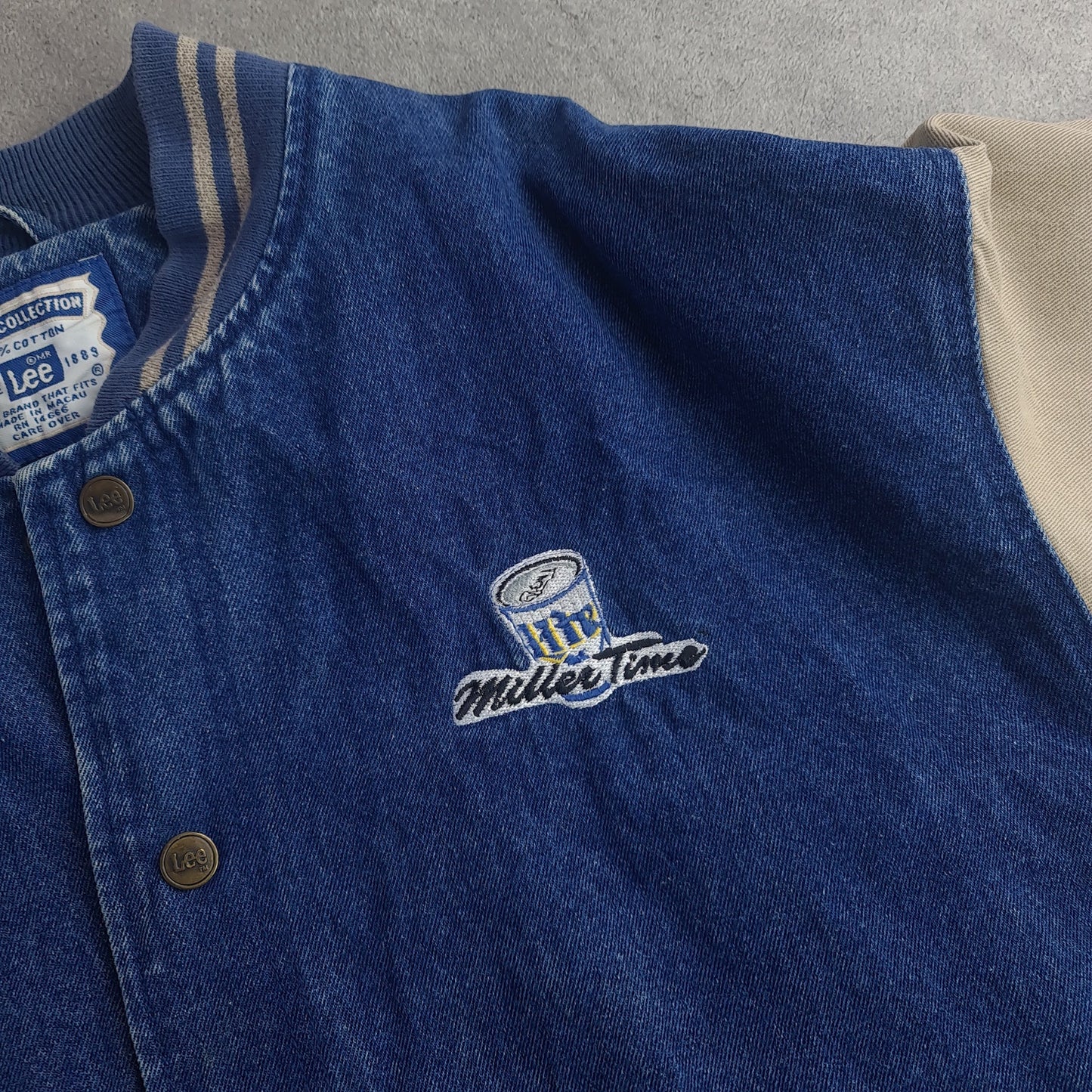 Vintage Lee Packers Miller Denim Varsity Jacket
