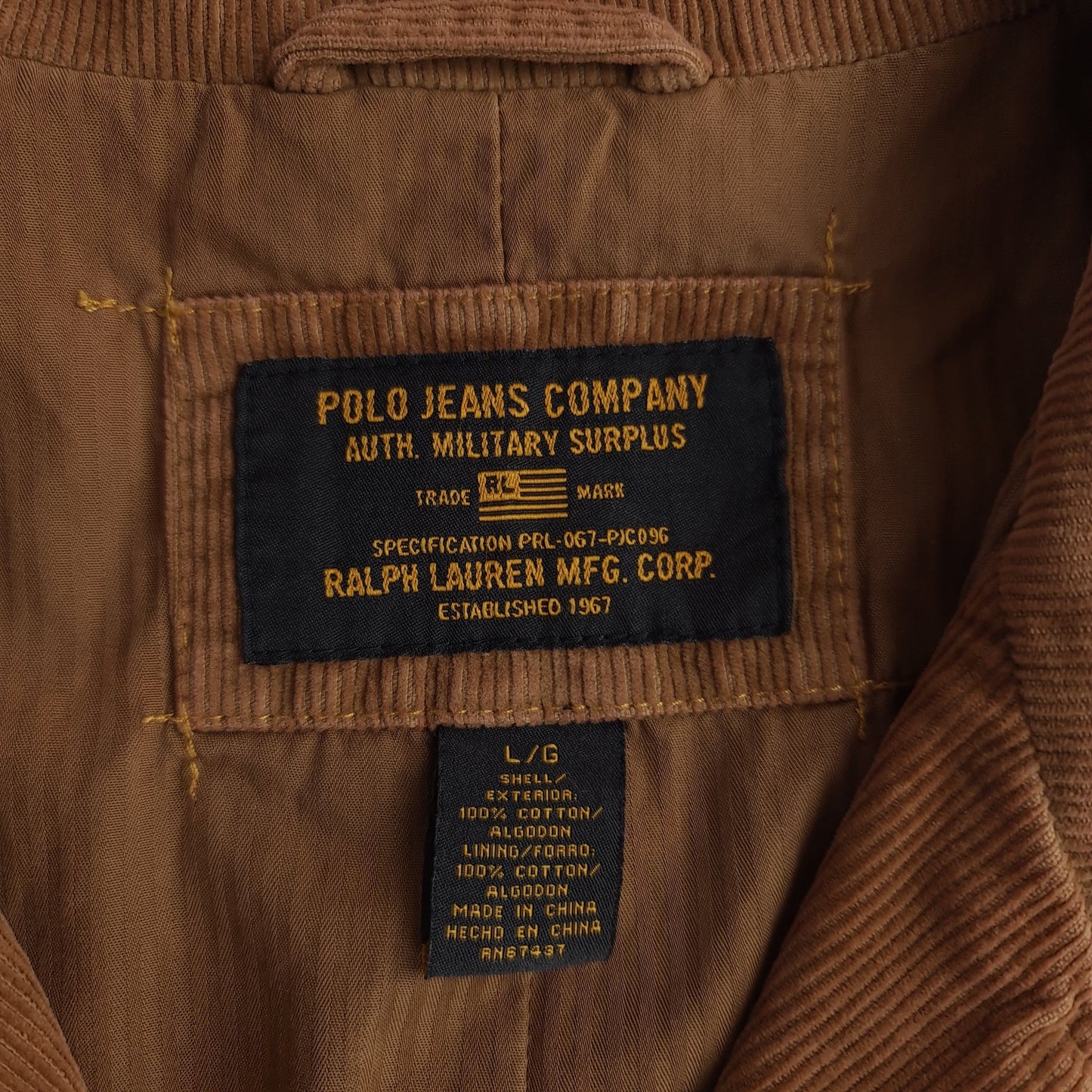 Ralph Lauren Polo Jeans Military Surplus Corduroy Jacket