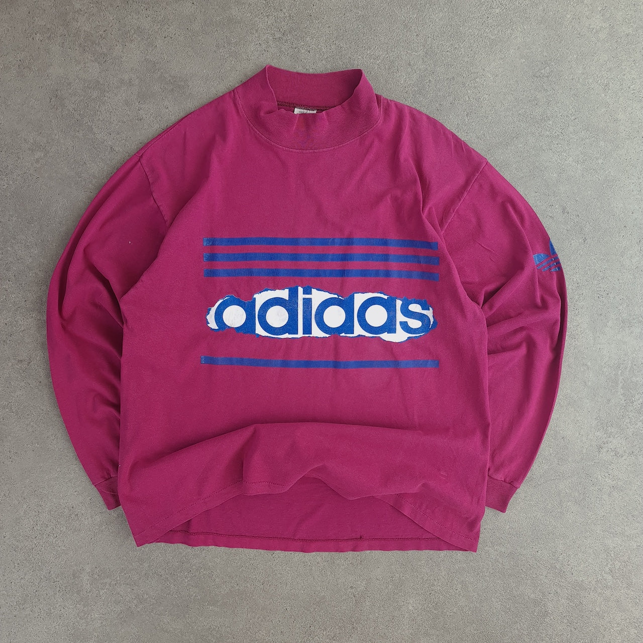80s Adidas Long-Sleeve Mocl Neck T-Shirt
