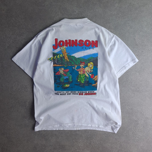 Vintage Johnson Flys Slogan Back Print T-Shirt