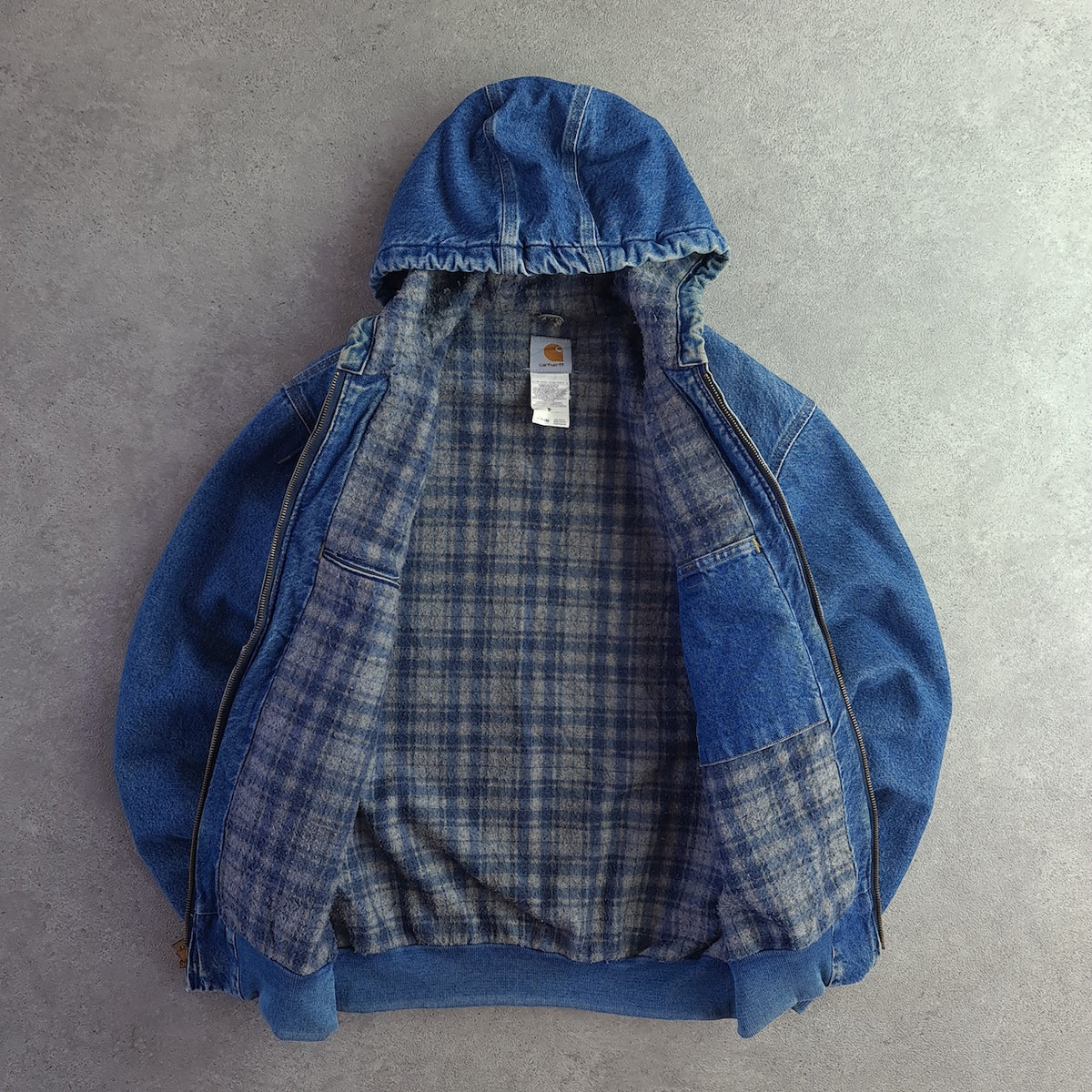 Vintage Carhartt J139 DST Hooded Active Denim Jacket