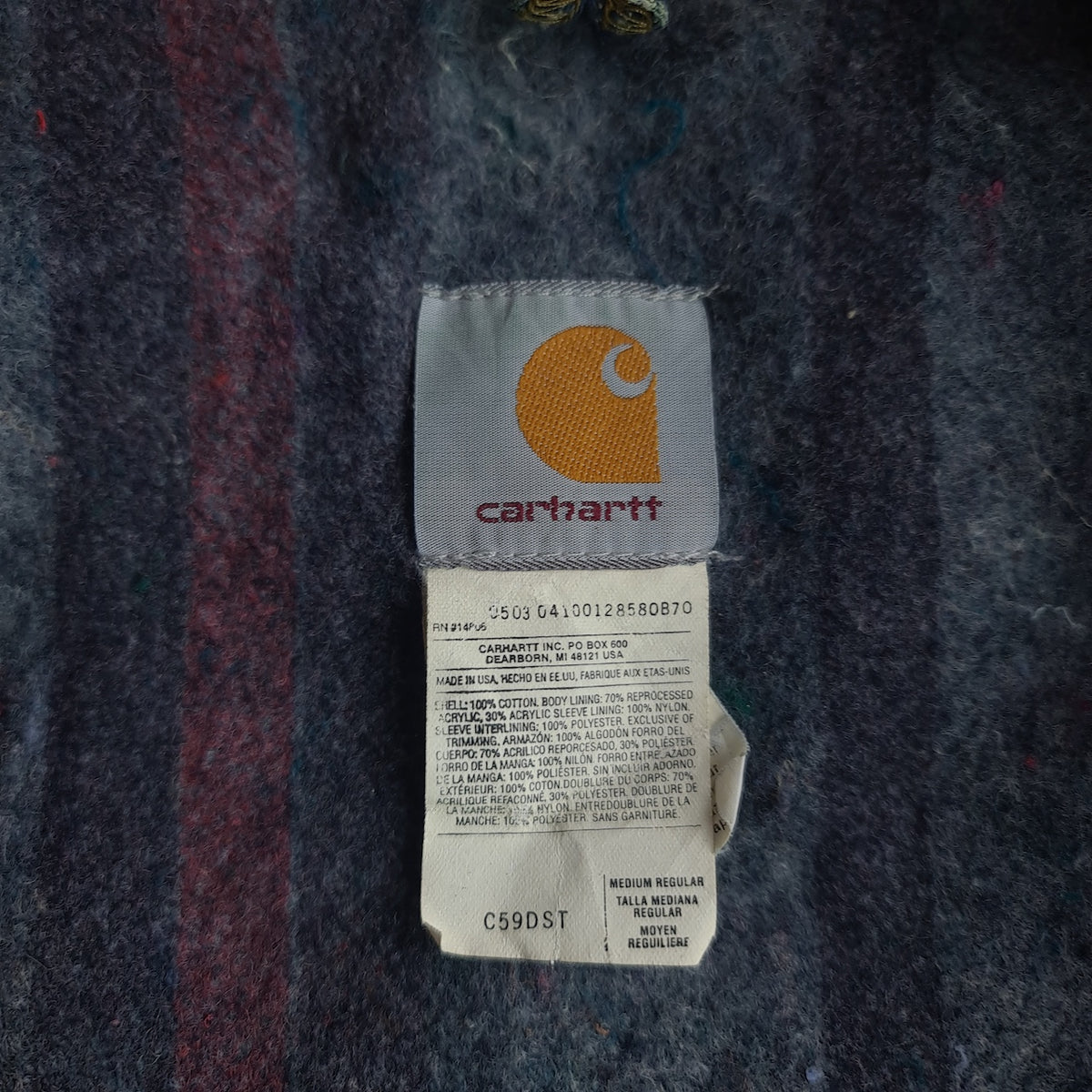 Vintage Carhartt C59DST Blanket Lined Denim Chore Jacket