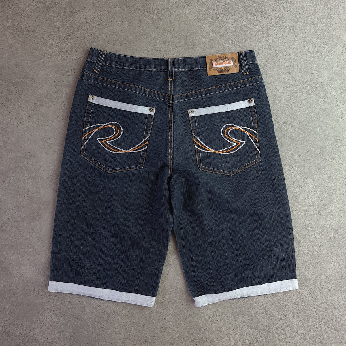 Vintage Y2K Raw Blue Embroidered Denim Jorts