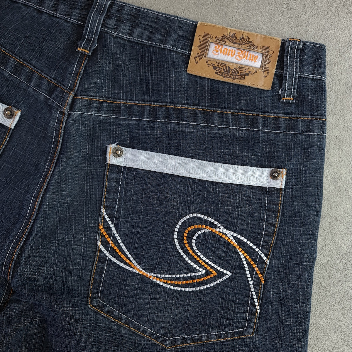 Vintage Y2K Raw Blue Embroidered Denim Jorts
