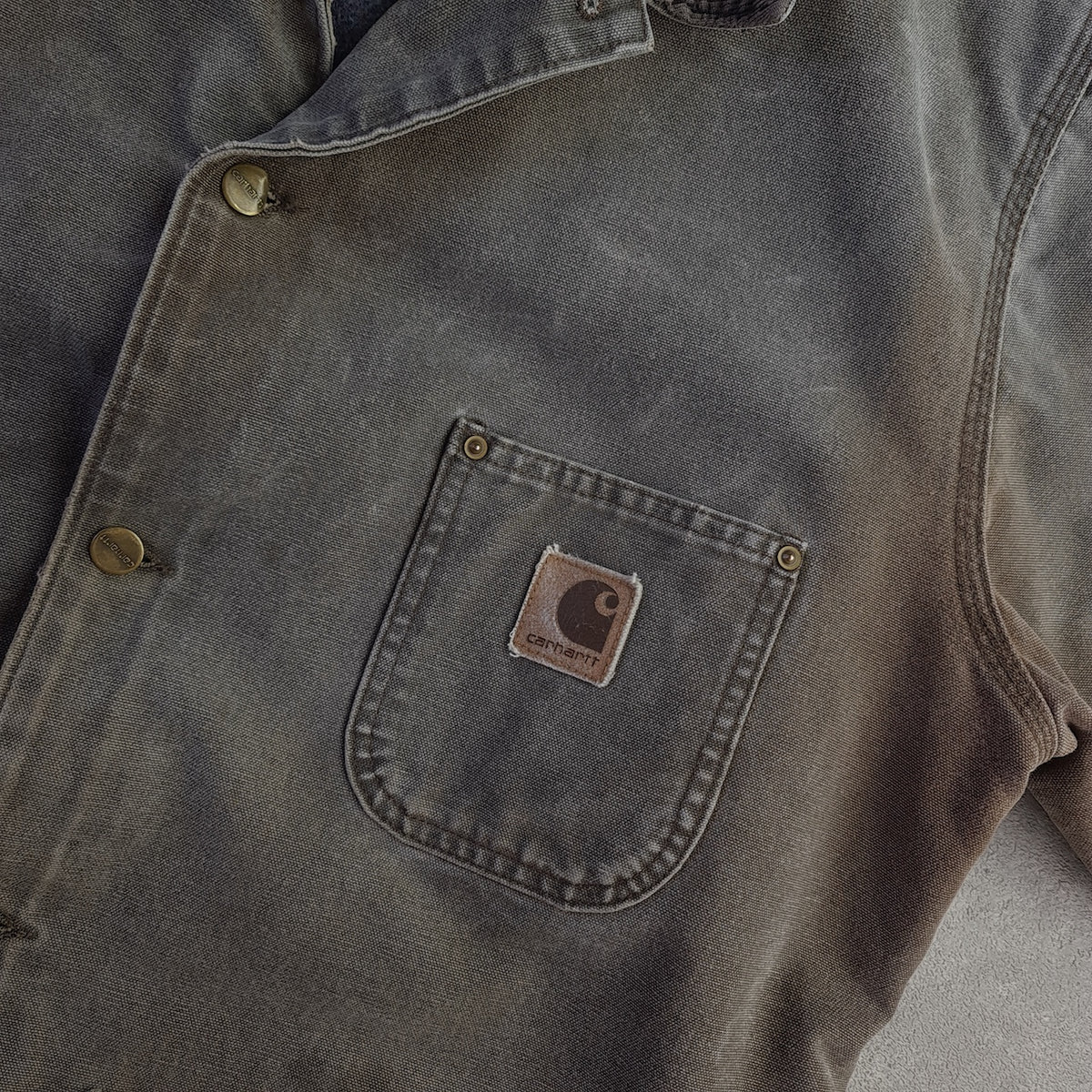 Vintage Carhartt C02 CHT Blanket Lined Distressed Chore Coat