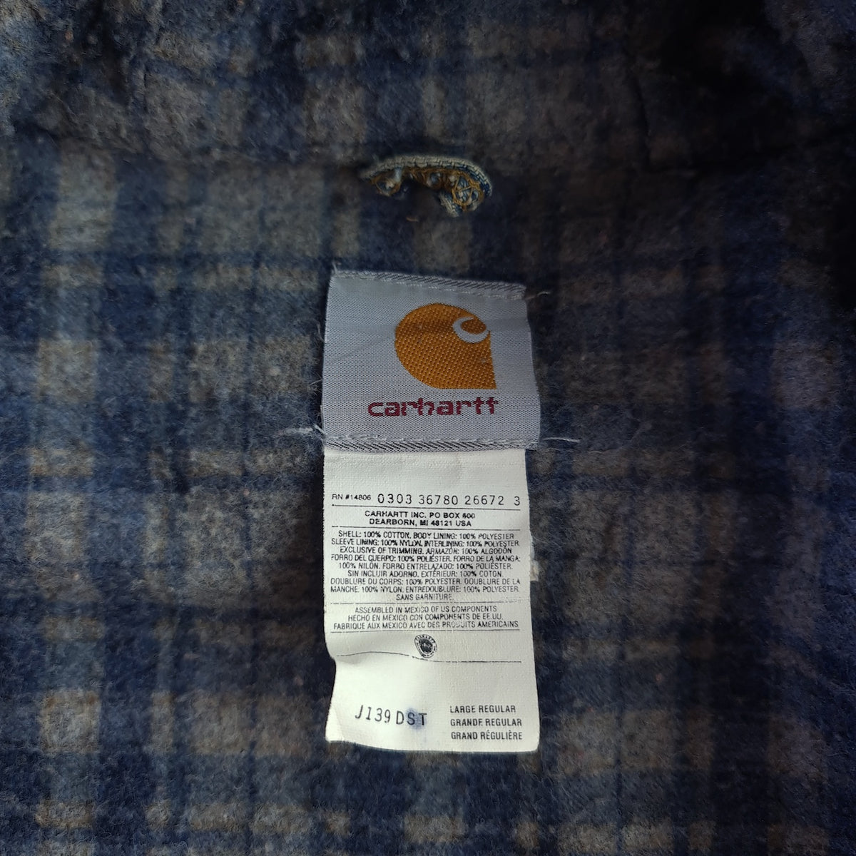 Vintage Carhartt J139 DST Hooded Active Denim Jacket