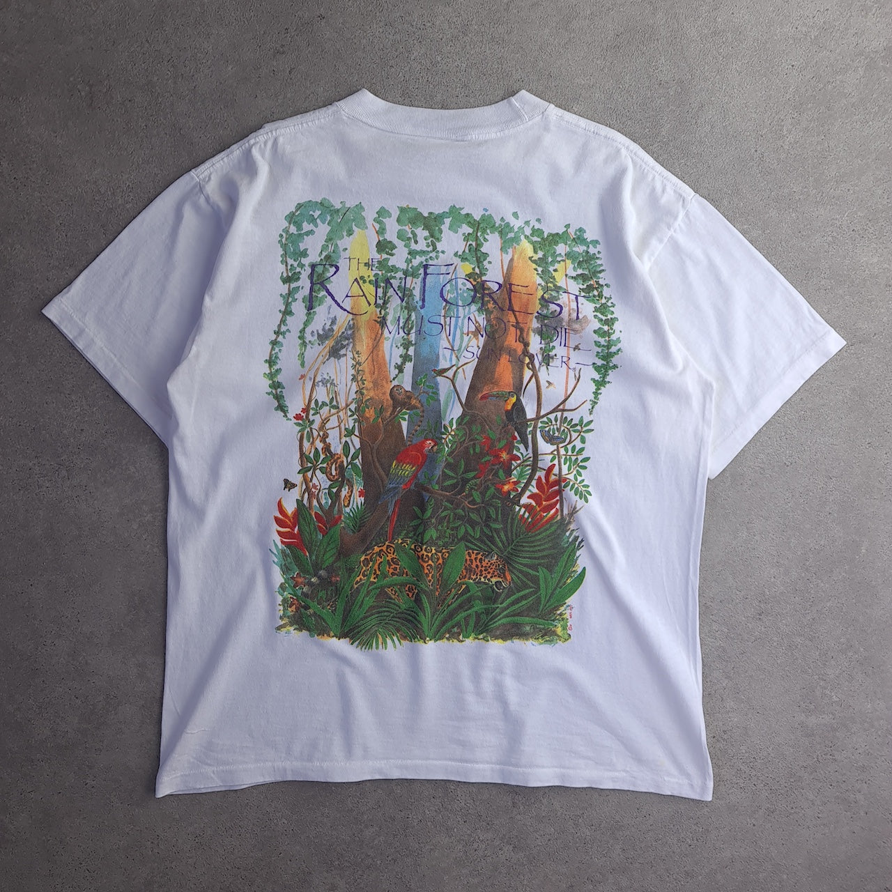 Vintage The Rainforest Must Not Die Back Print T-Shirt
