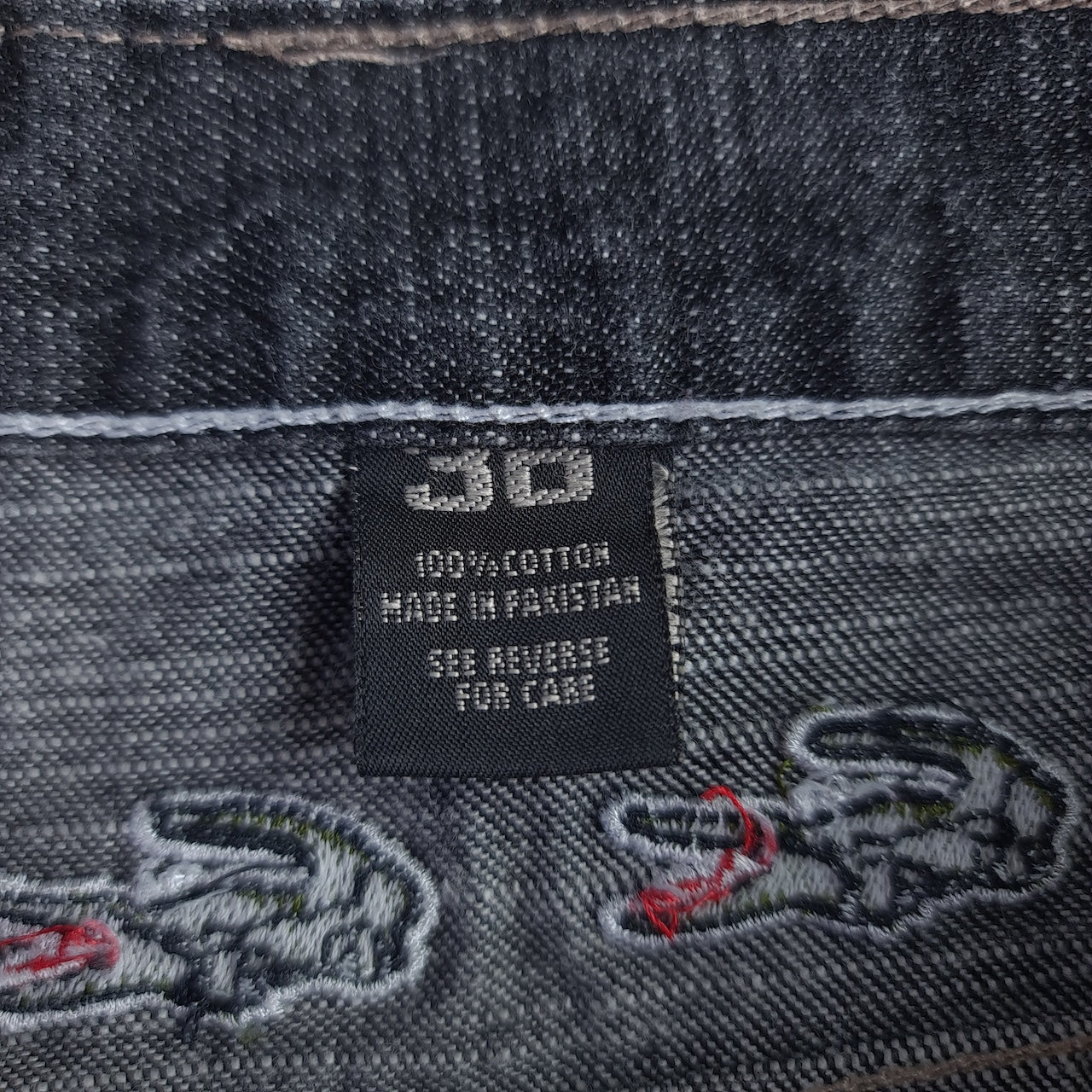 Y2K Lacoste Dark Wash Embroidered Baggy Denim Jorts
