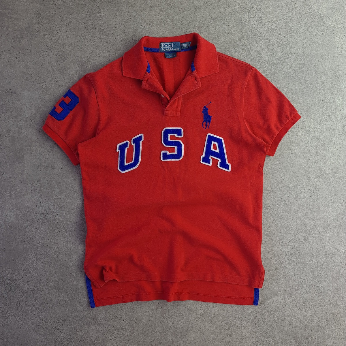 Vintage Polo Ralph Lauren USA Spellout Custom Fit Polo Shirt